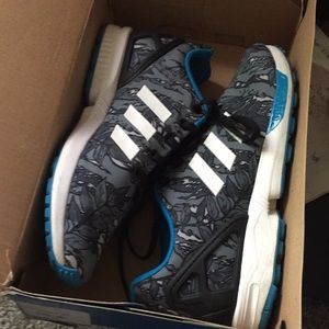 adidas zx flux k blue/black/white size 6y